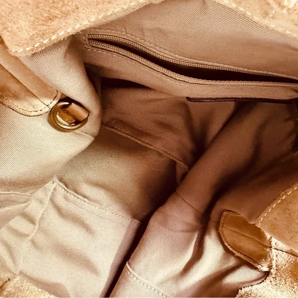 Coach Women s Rare Vintage Fringe Beige Suede Bag W Brass Findings #10401 - Picture 7 of 16